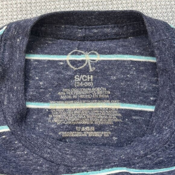 Ocean Pacific Mens Navy Blue Crewneck T-Shirt Stripes Short Sleeve OP Size Small - Picture 4 of 8